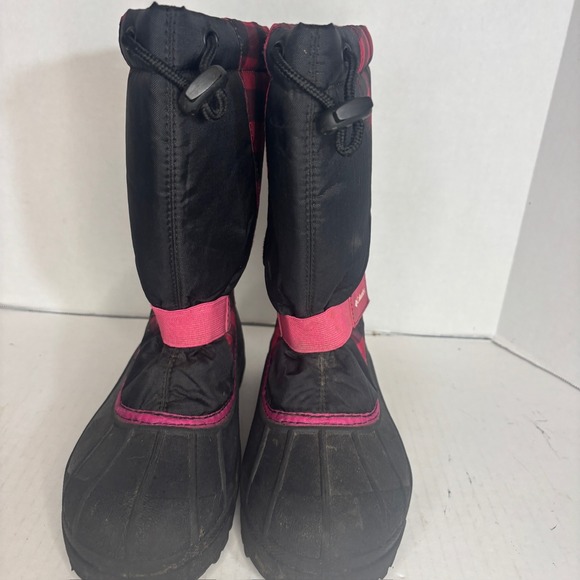 Columbia Powderbug Kids Size 5 Pink & Black Plaid Waterproof Snow Boot - Picture 2 of 8